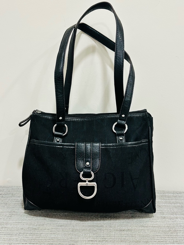 Etienne Aigner Black Sturdy Fabric Multi-Compartment Lightweight Shoulder Bag